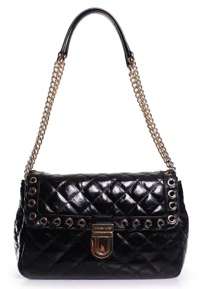 Michael Kors Hippie Grommet Sloan Quilted Shoulder Handbag Bag Black Purse NEW