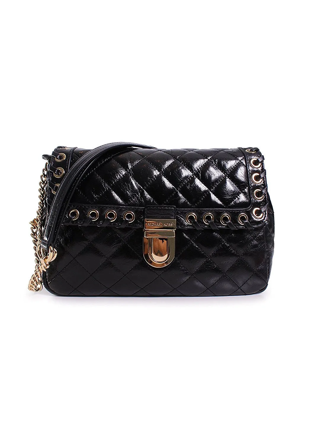 Michael Kors Hippie Grommet Sloan Quilted Shoulder Handbag Bag Black Purse NEW