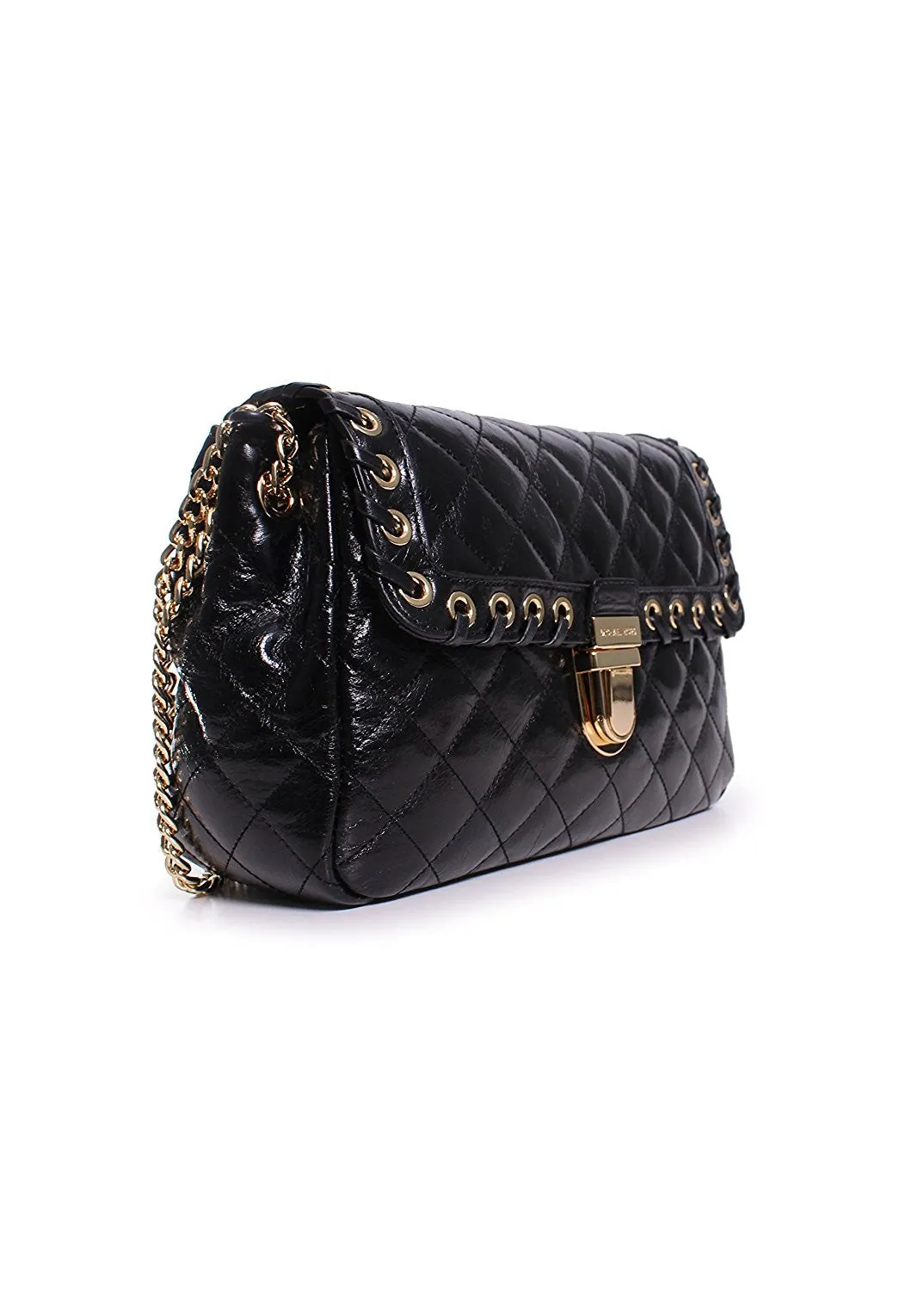 Michael Kors Hippie Grommet Sloan Quilted Shoulder Handbag Bag Black Purse NEW