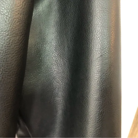 Miletta Black Faux Leather Winter Coat with Cream Faux Fur Lining