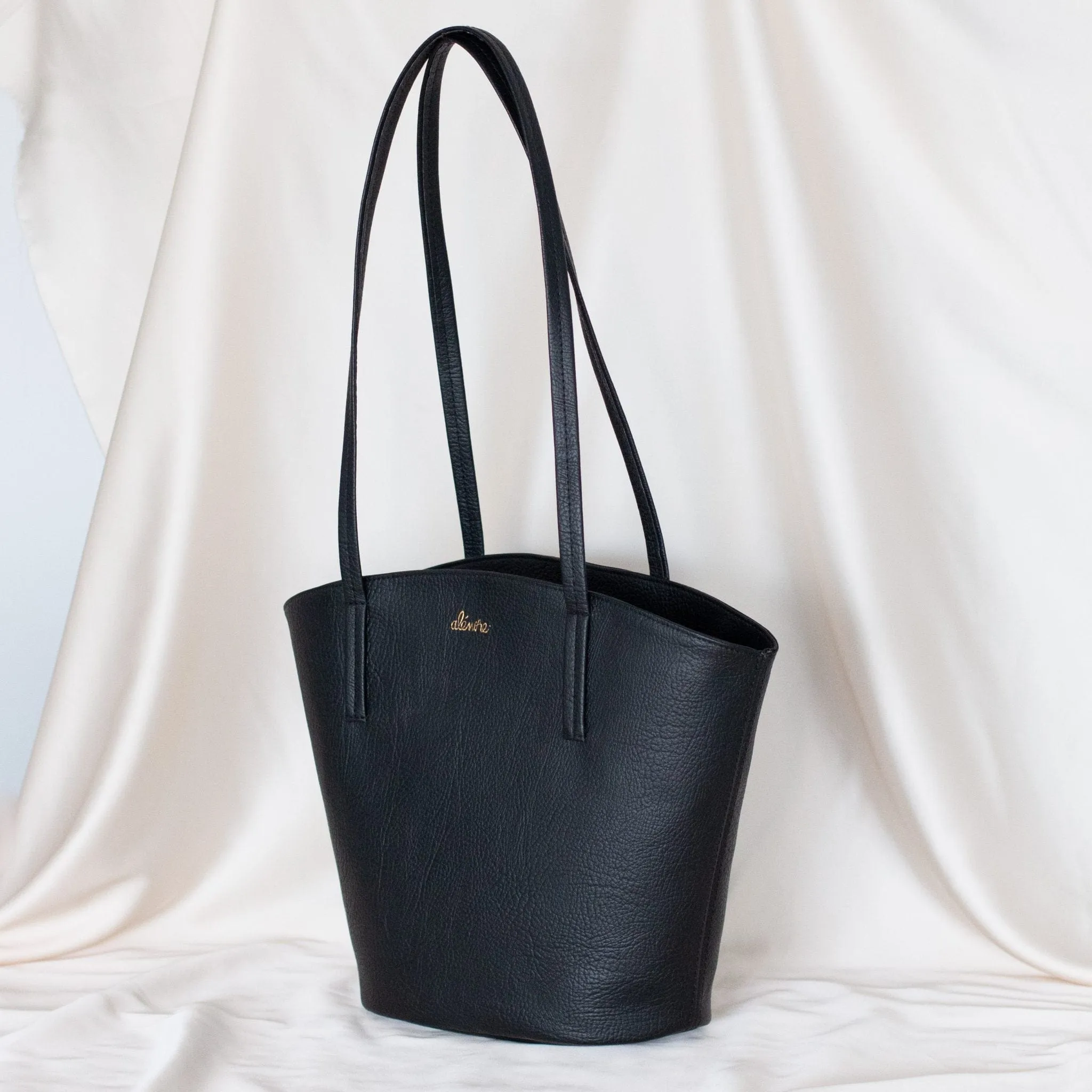 Mimosa Mini Vegan Apple Leather Tote Bag | Black