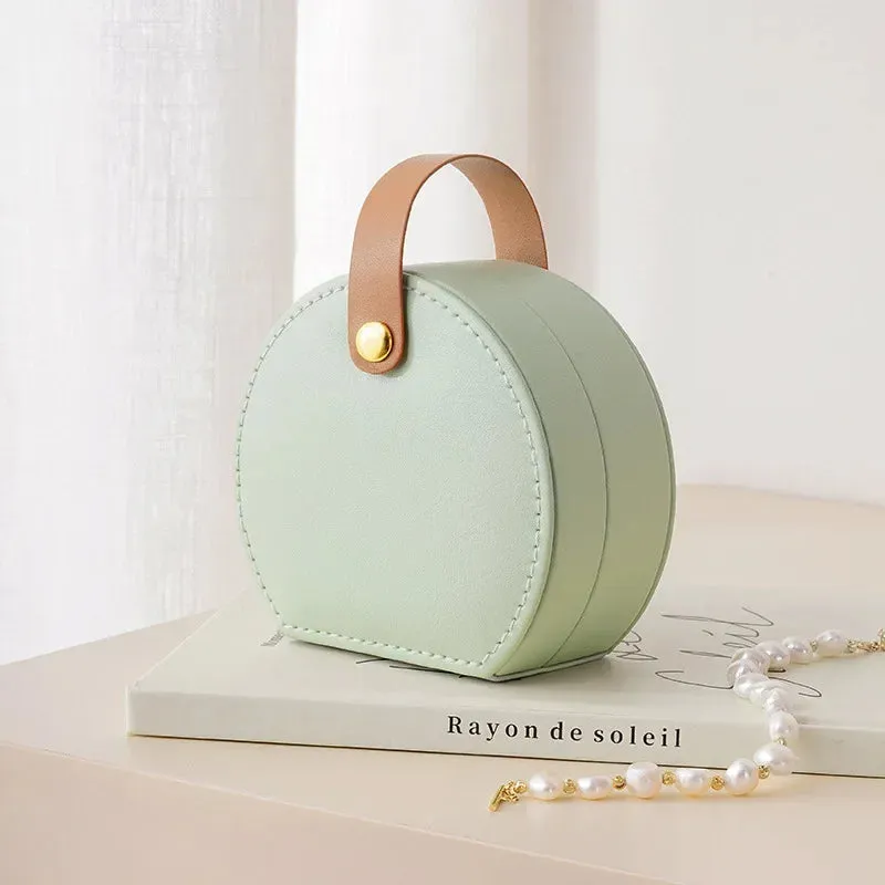 Mini Portable PU Leather Jewelry Box – Travel Organizer for Rings, Earrings & Necklaces