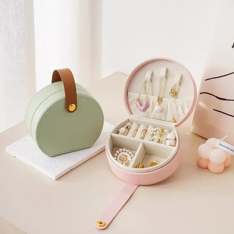 Mini Portable PU Leather Jewelry Box – Travel Organizer for Rings, Earrings & Necklaces