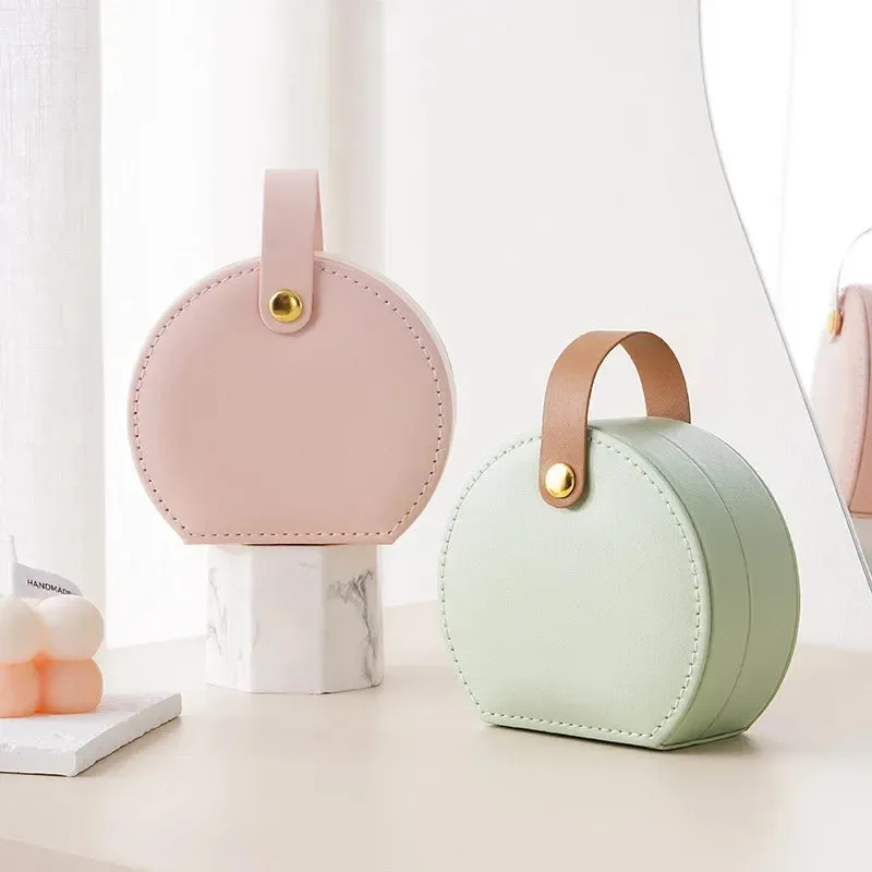 Mini Portable PU Leather Jewelry Box – Travel Organizer for Rings, Earrings & Necklaces
