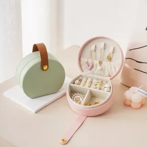 Mini Portable PU Leather Jewelry Box – Travel Organizer for Rings, Earrings & Necklaces
