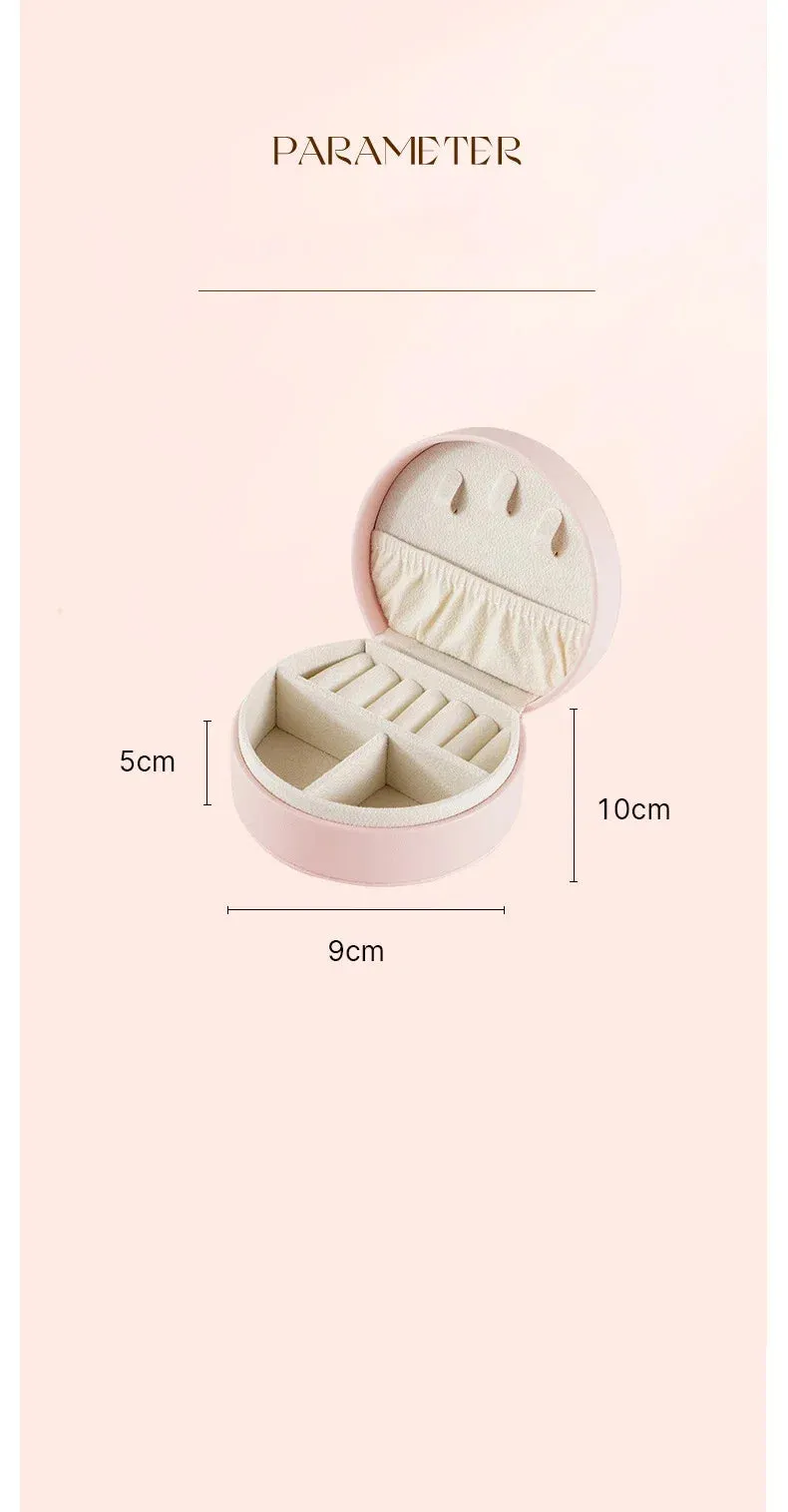 Mini Portable PU Leather Jewelry Box – Travel Organizer for Rings, Earrings & Necklaces