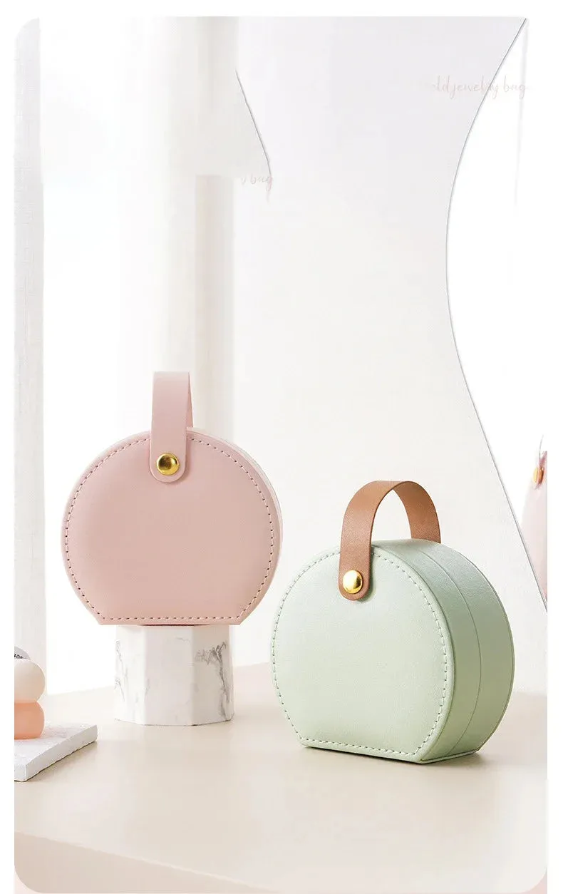 Mini Portable PU Leather Jewelry Box – Travel Organizer for Rings, Earrings & Necklaces
