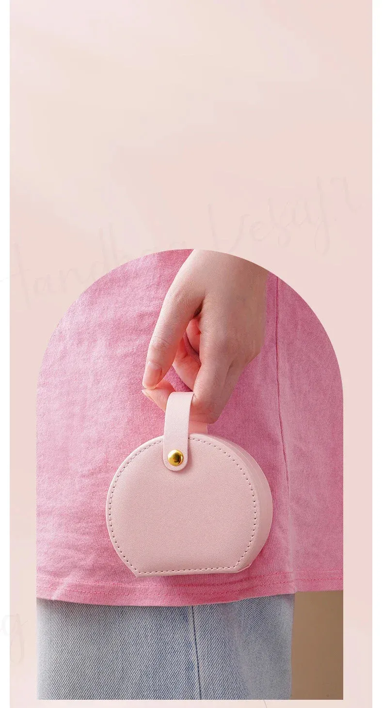 Mini Portable PU Leather Jewelry Box – Travel Organizer for Rings, Earrings & Necklaces