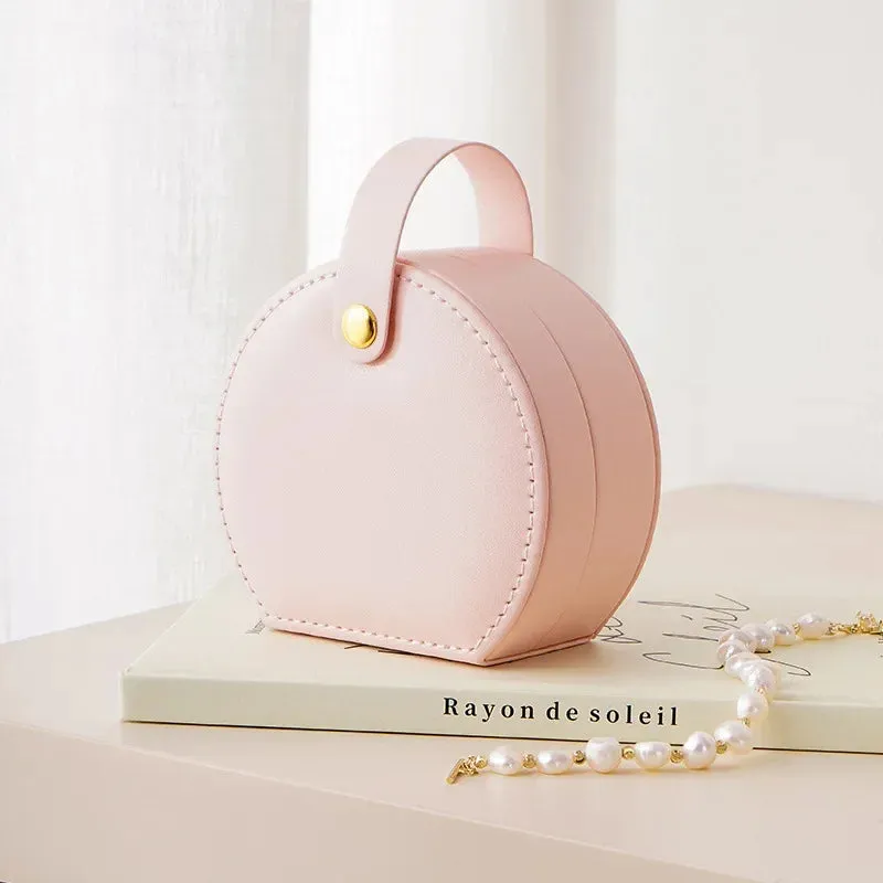 Mini Portable PU Leather Jewelry Box – Travel Organizer for Rings, Earrings & Necklaces