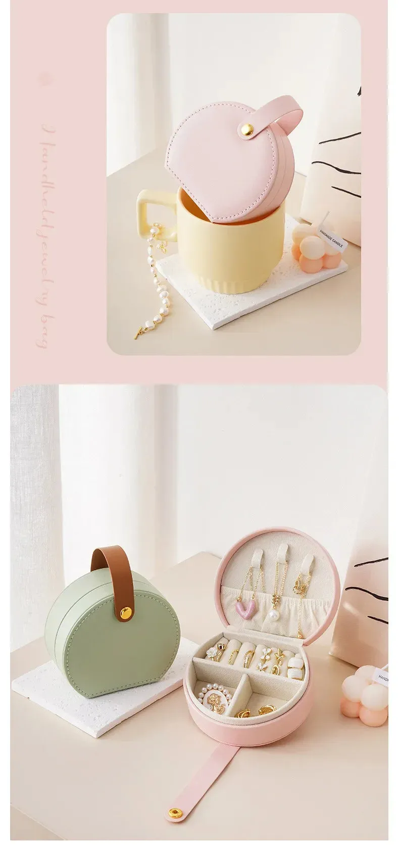Mini Portable PU Leather Jewelry Box – Travel Organizer for Rings, Earrings & Necklaces