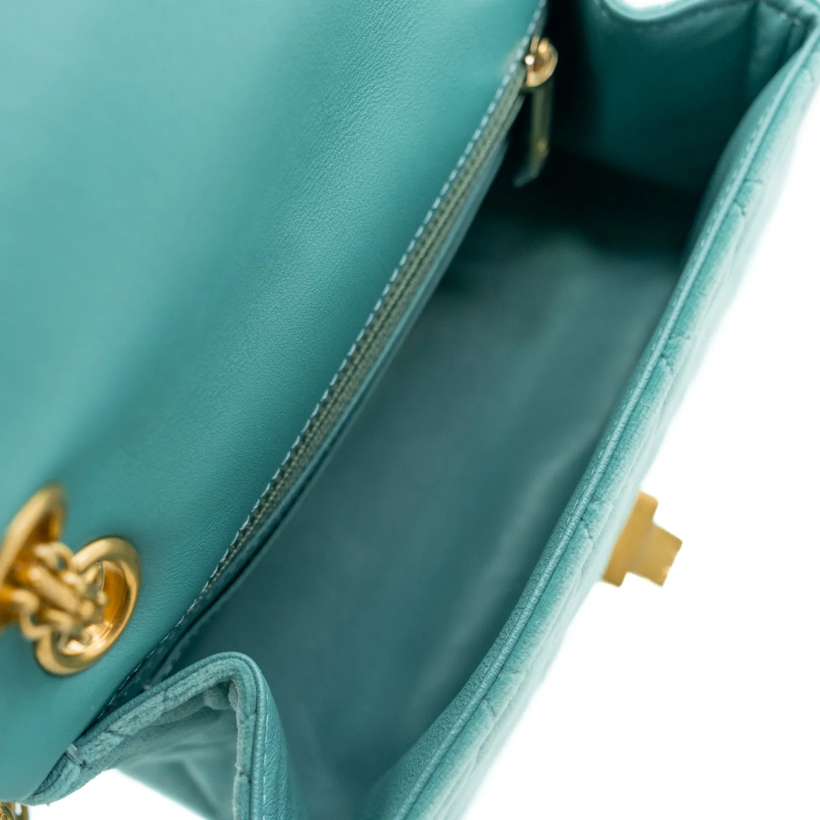 Mini Quilted 2.55 Reissue in Lake Green Velvet GHW Seri 29