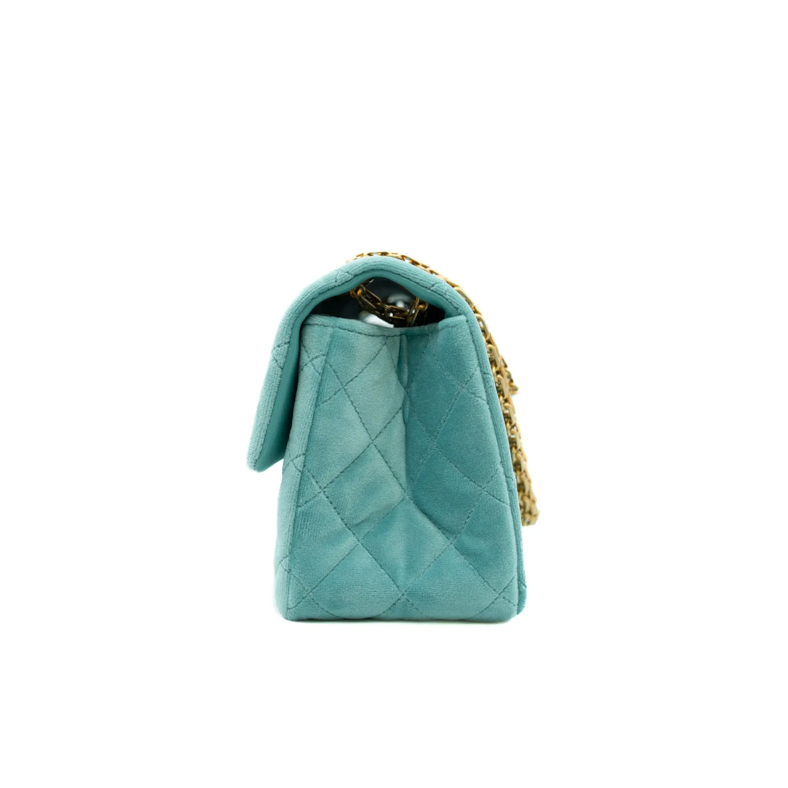 Mini Quilted 2.55 Reissue in Lake Green Velvet GHW Seri 29