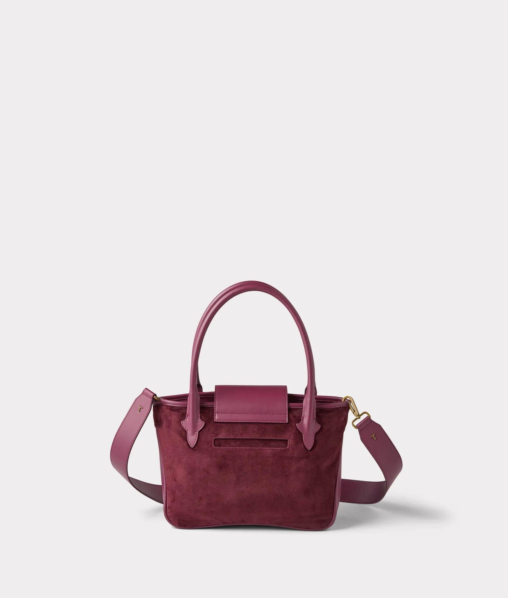 Mini Roma Suede Tote :: Eggplant