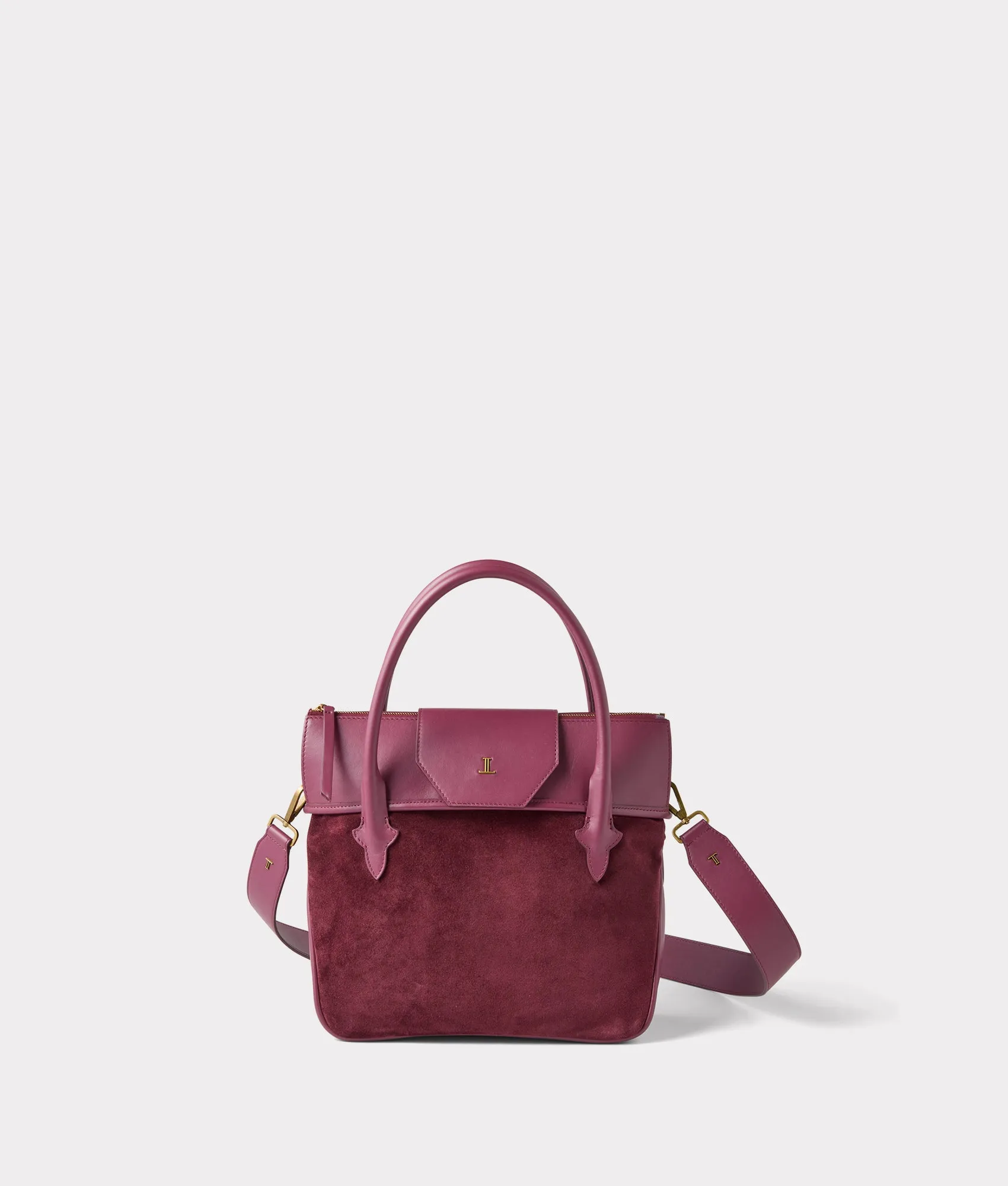 Mini Roma Suede Tote :: Eggplant