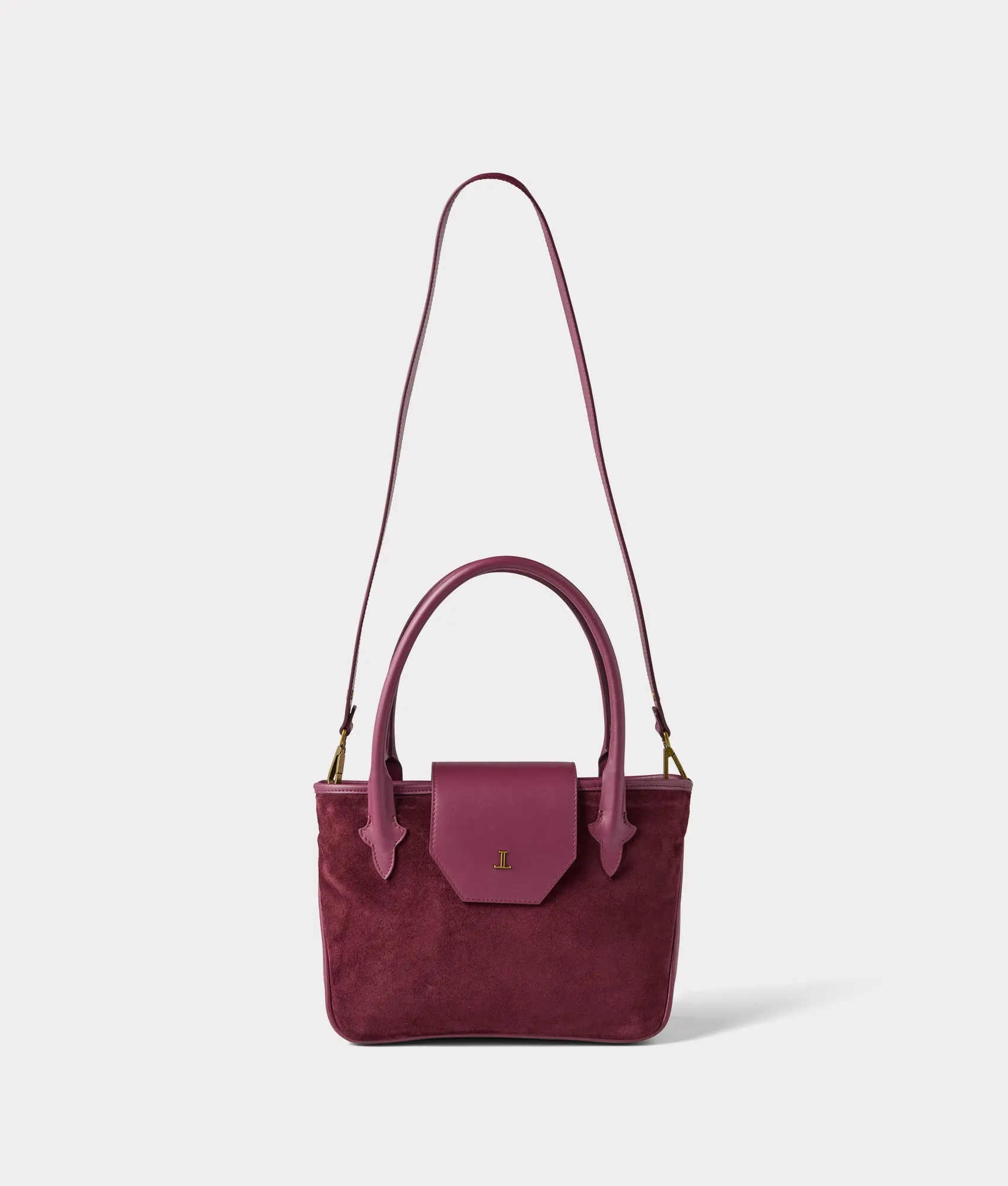 Mini Roma Suede Tote :: Eggplant