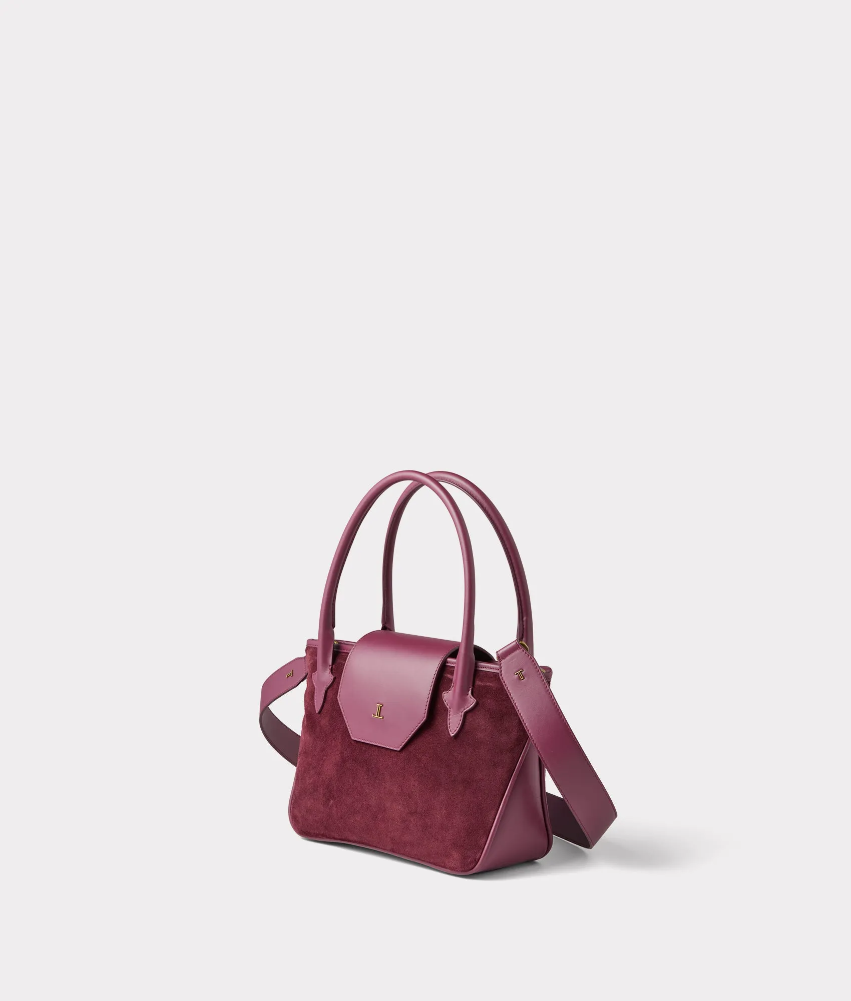 Mini Roma Suede Tote :: Eggplant