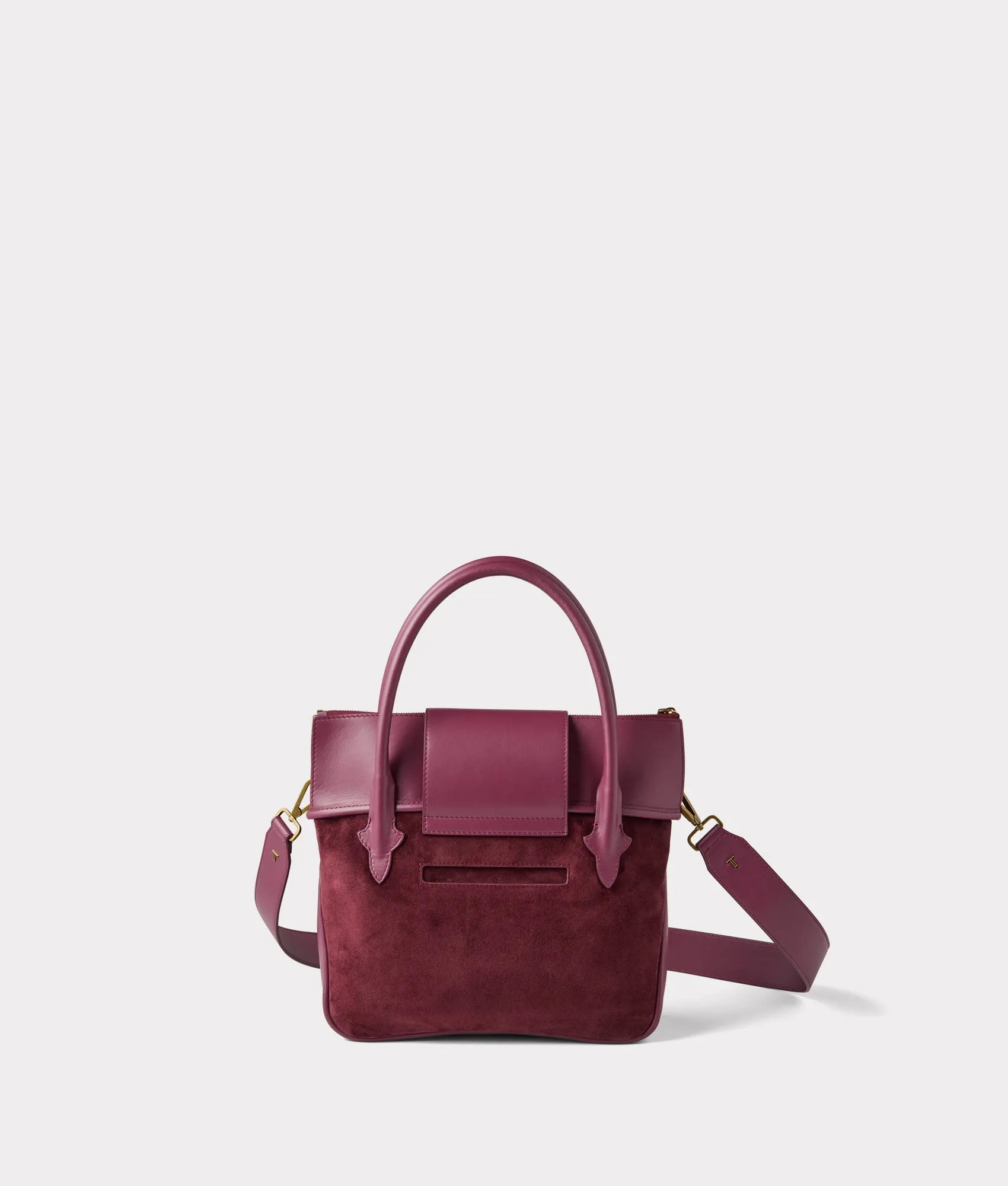 Mini Roma Suede Tote :: Eggplant