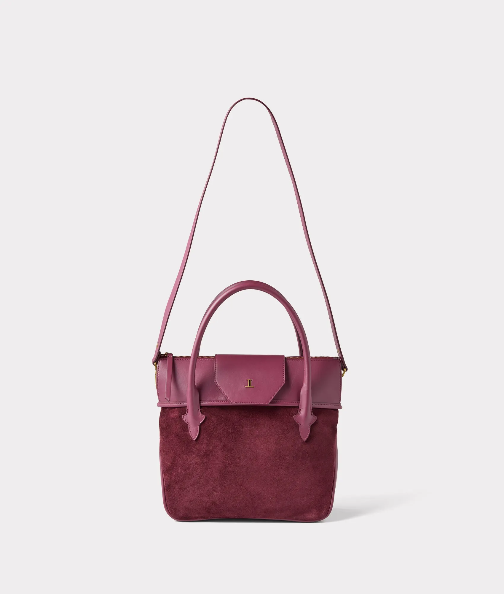 Mini Roma Suede Tote :: Eggplant