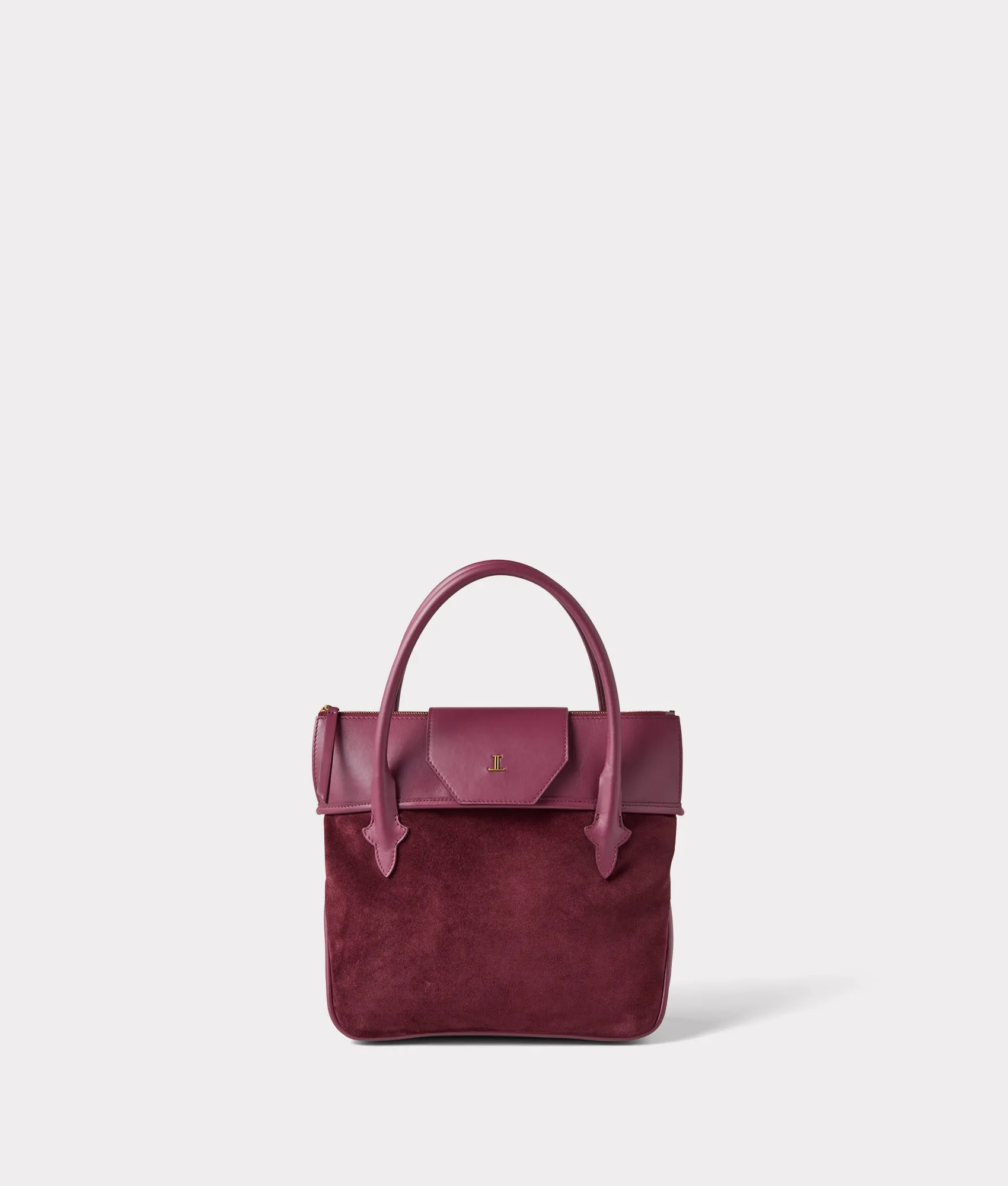 Mini Roma Suede Tote :: Eggplant