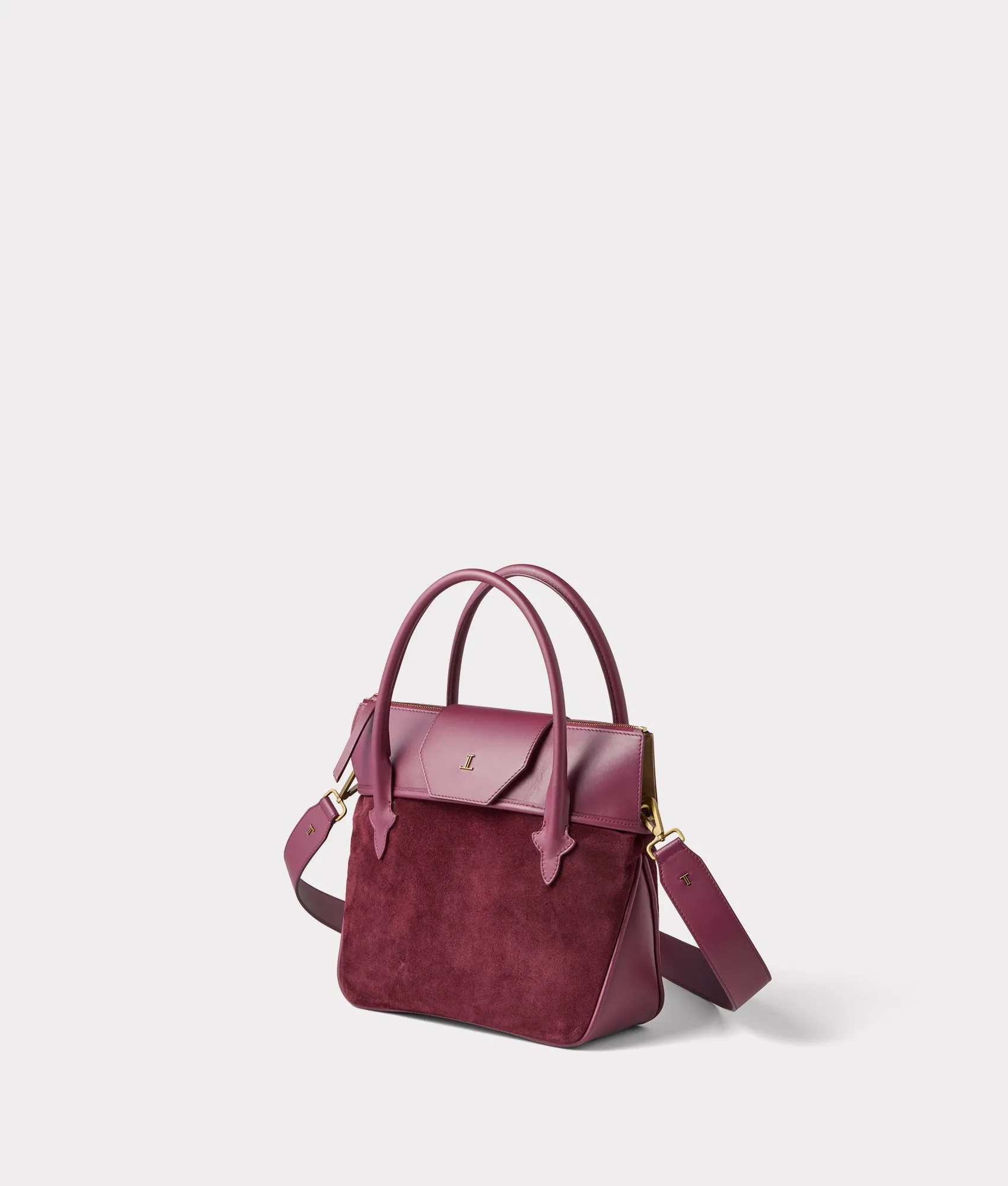 Mini Roma Suede Tote :: Eggplant