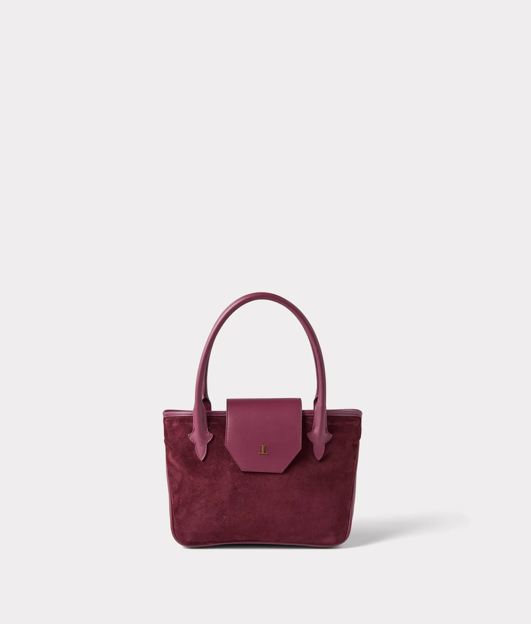 Mini Roma Suede Tote :: Eggplant