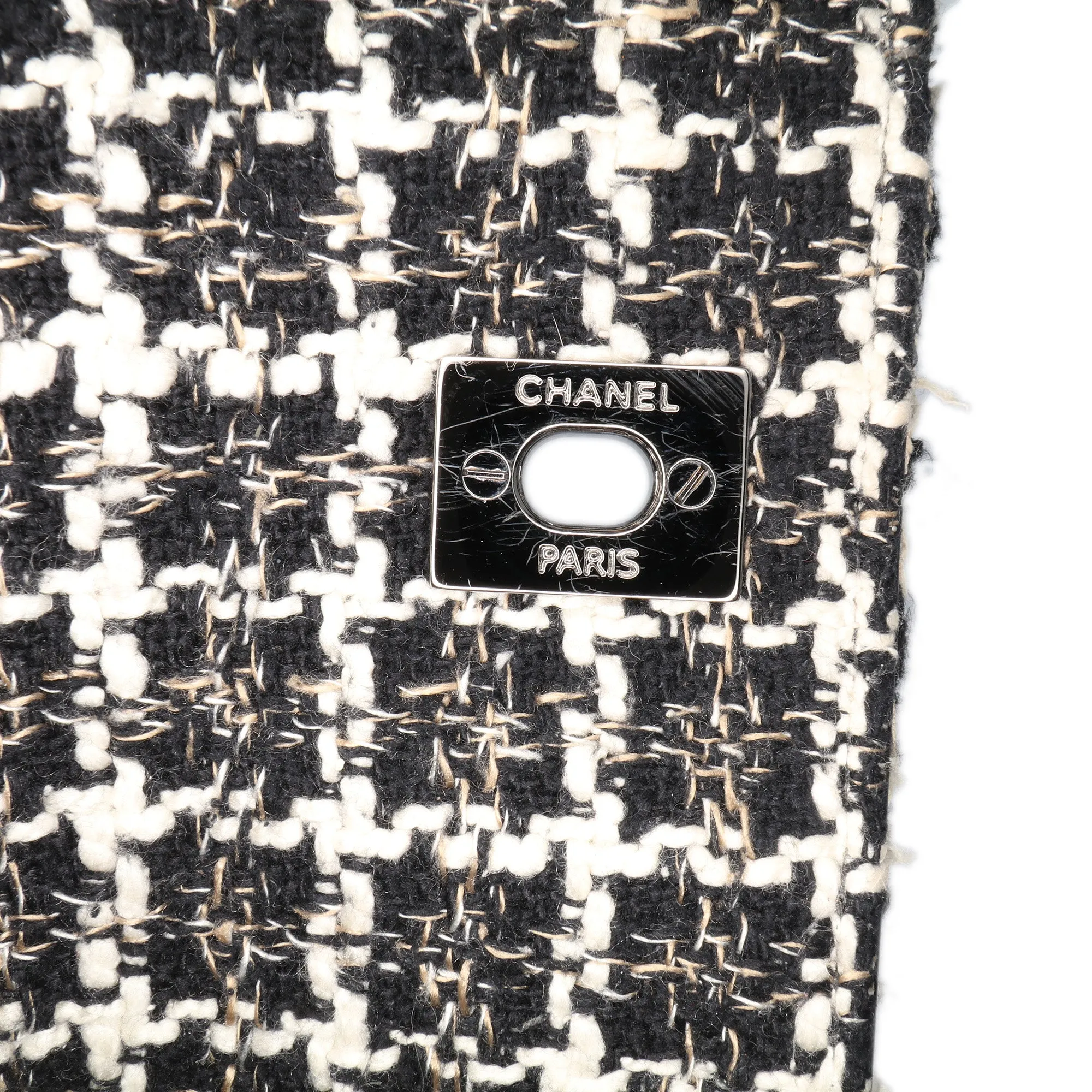 Mini Woven Patent and Tweed Chessboard Single Flap