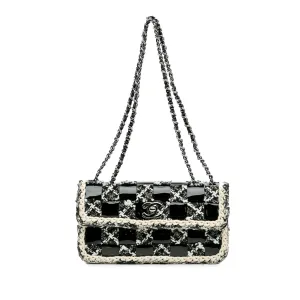 Mini Woven Patent and Tweed Chessboard Single Flap