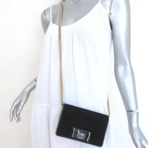 Miu Miu Bow Clutch Black Patent Leather-Trim Velvet Mini Crossbody Bag