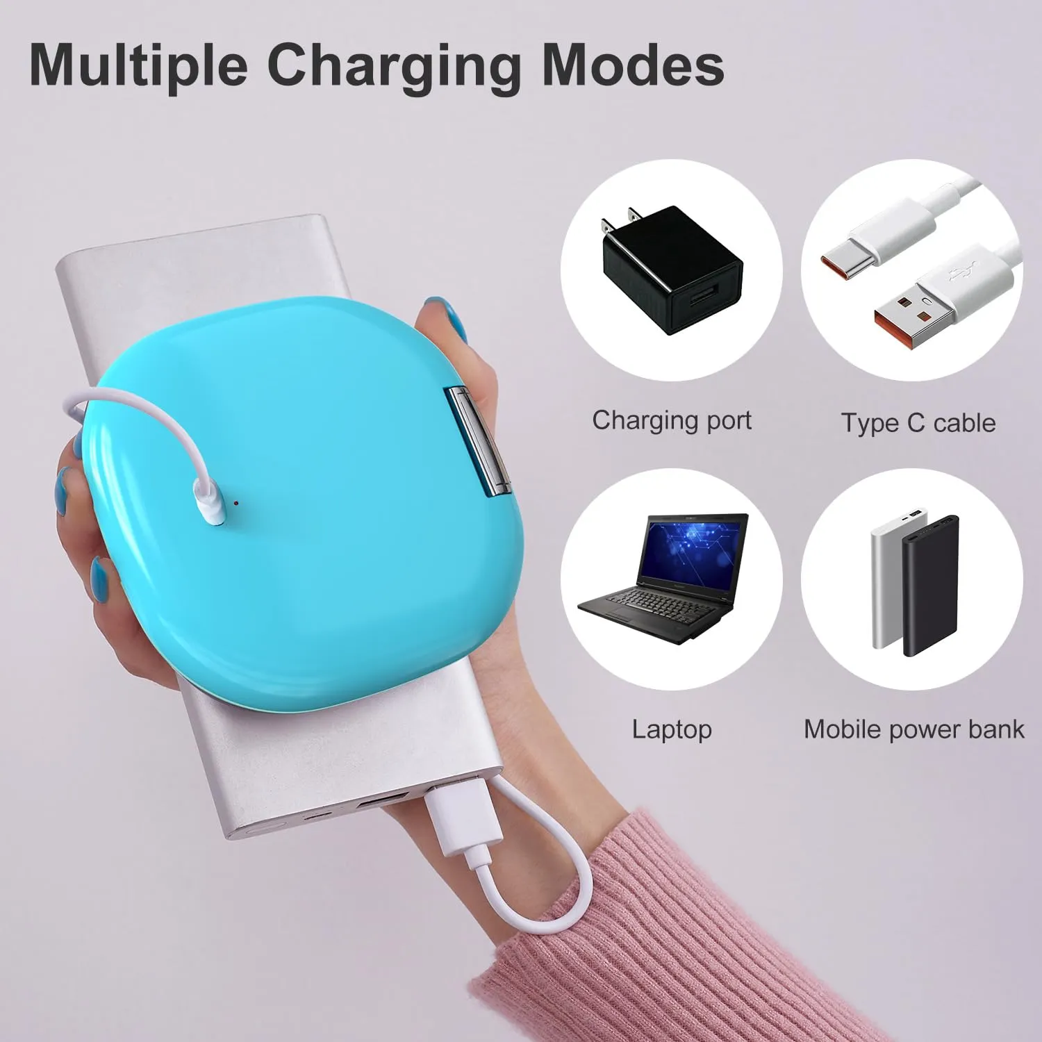 Mocado Compact LED Travel Makeup Mirror - 4 Inches 1X/10X Magnification Travel Mirror with Light Dimmable Double Sides Lighted USB Rechargeable Compact Mirror for Purse,Pocket,Travel(Blue)