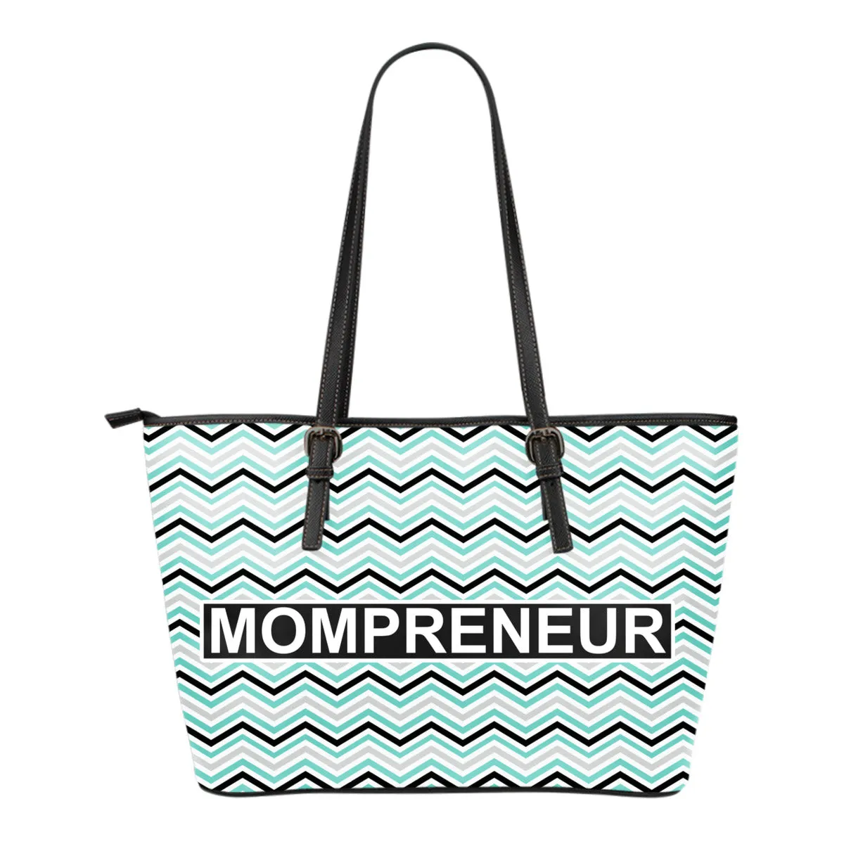 MOMPRENEUR Tote Bag Teal Chevron