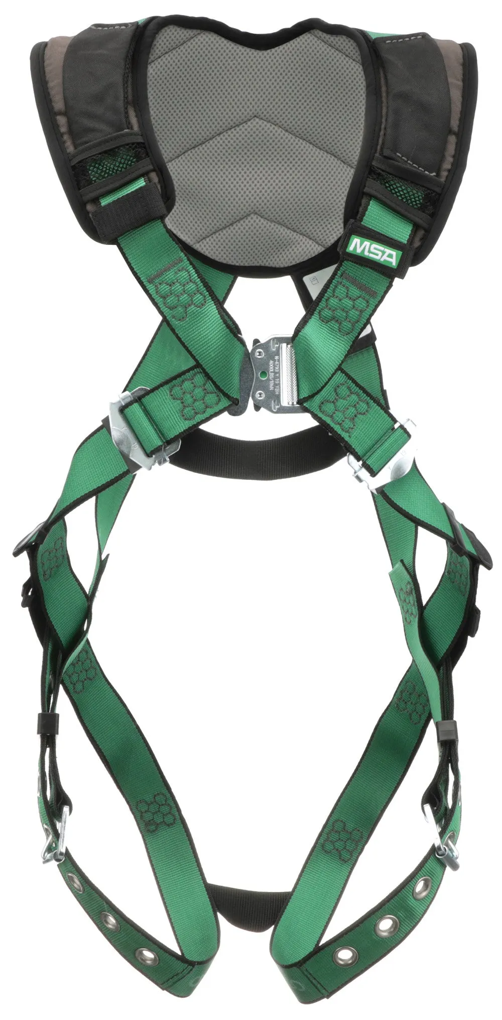 MSA 10205845 V-Form  Std Full-Body Safety Harness, Back D-Ring, Tongue Buckle Leg Straps