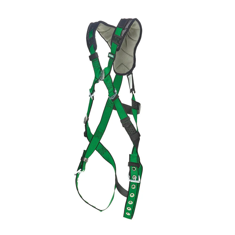 MSA 10205845 V-Form  Std Full-Body Safety Harness, Back D-Ring, Tongue Buckle Leg Straps