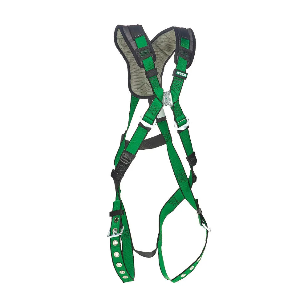 MSA 10205845 V-Form  Std Full-Body Safety Harness, Back D-Ring, Tongue Buckle Leg Straps