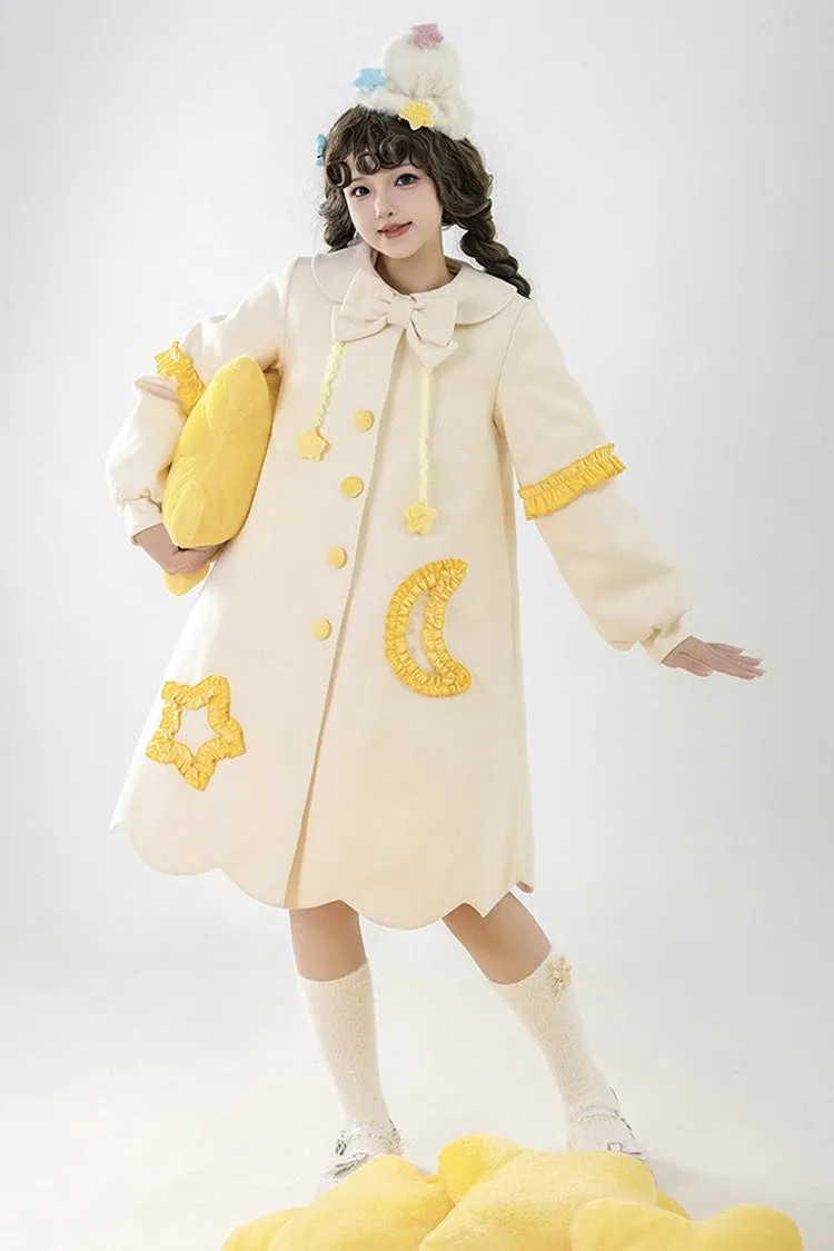 Multi-Color Doll Collar Long Sleeves Stars Moon Print Bowknot Sweet Lolita Coat