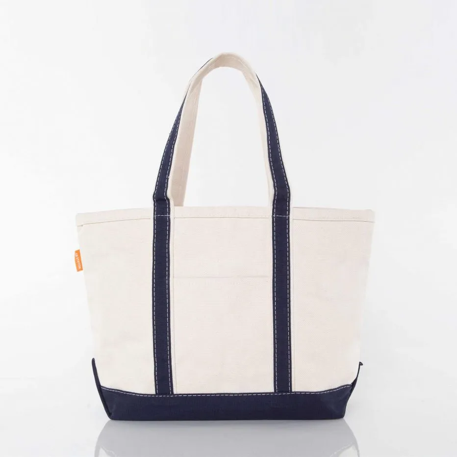 Navy Large Zippered Tote Bag
