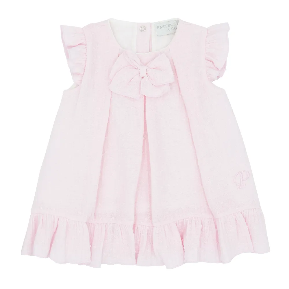 New In Pastels & Co Girls Pink Bow Dress