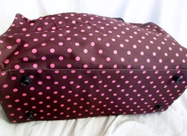 NEW J GARDEN POLKA DOT BOW GIRLS SLEEPOVER Vegan Duffle Bag Overnighter BROWN PINK