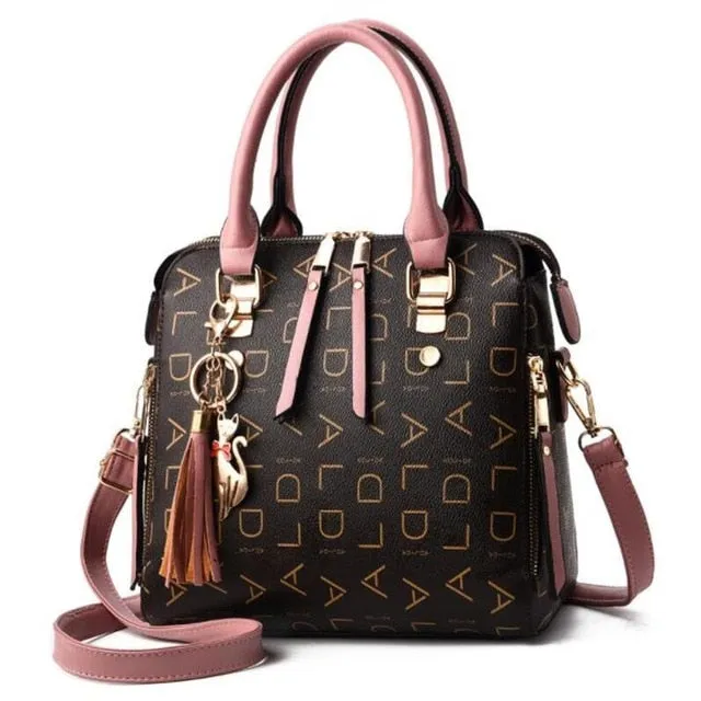 New Tassel Designers Fashion Women PU Leather Bag Large Capacity Shoulder Bags Casual Tote Simple Top-handle HandBags