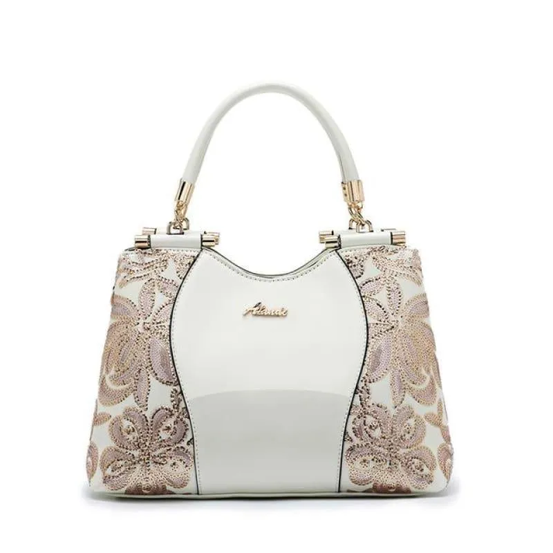 New Women Patent Leather Handbags Sequin Embroidery luxury Shoulder Crossbody Bag