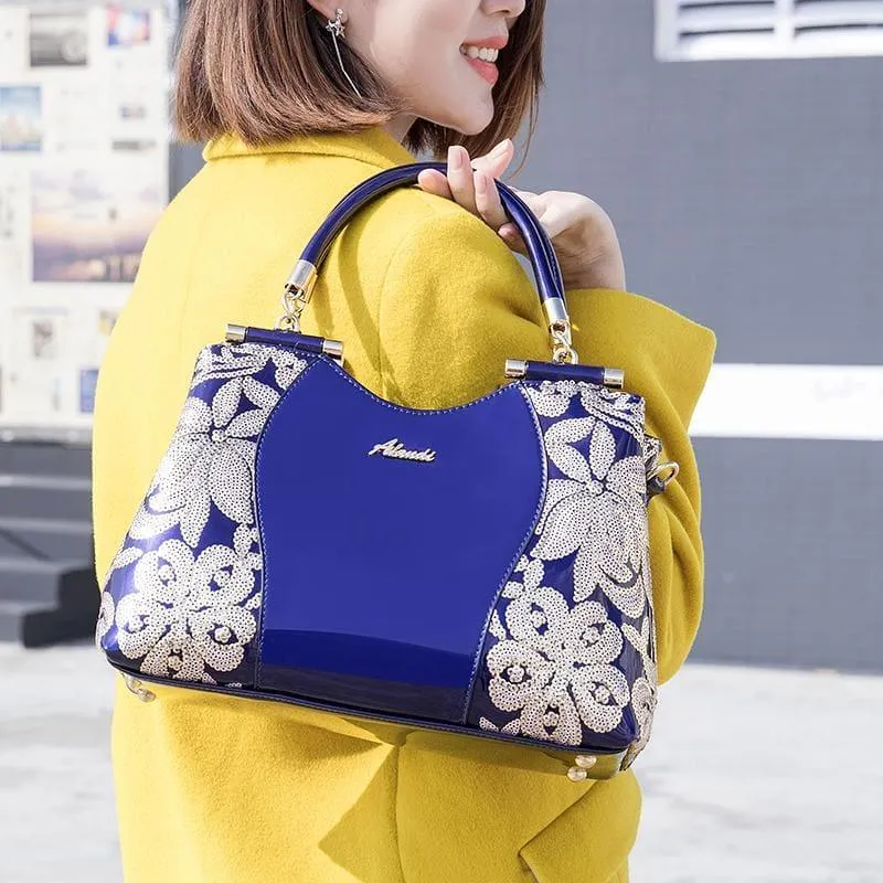 New Women Patent Leather Handbags Sequin Embroidery luxury Shoulder Crossbody Bag