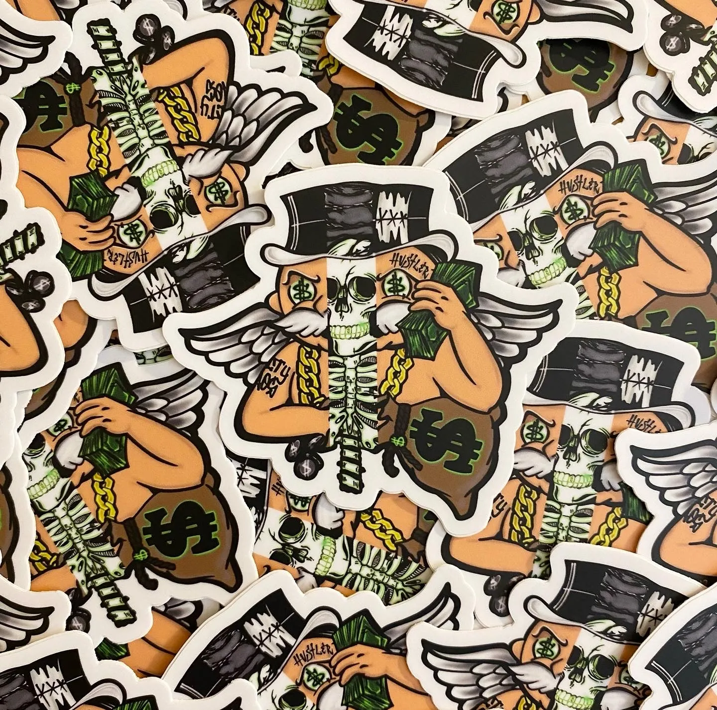 NFT Money Bags HUSTLER Skeleton sticker