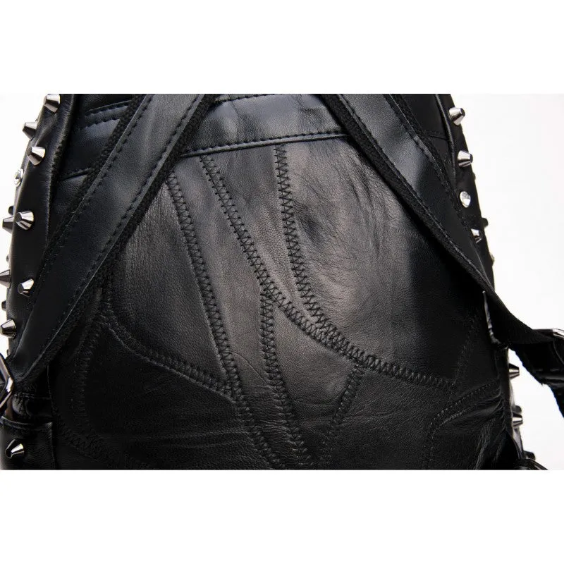 Nicky Skull Studded Lambskin Leather Backpack - Black