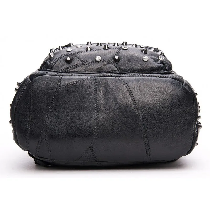 Nicky Skull Studded Lambskin Leather Backpack - Black