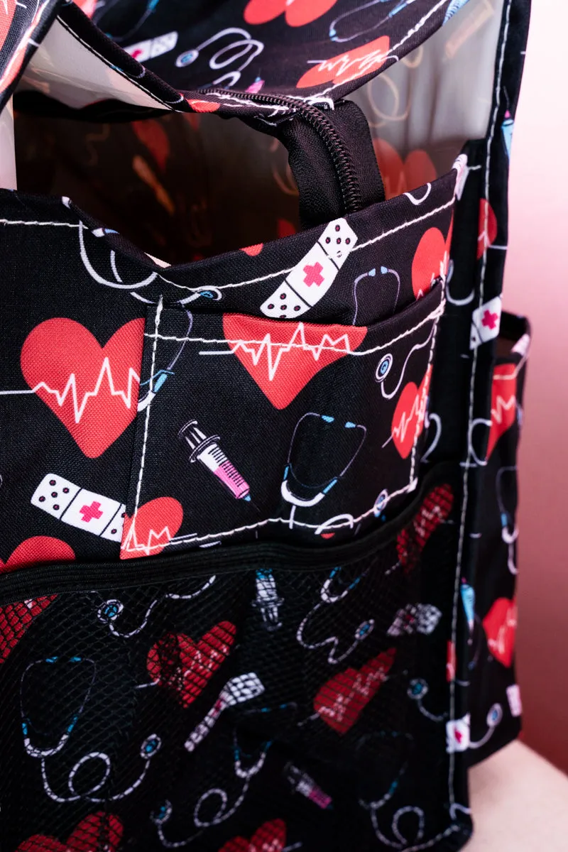 Nursing Is Heart Work Large Organizer Tote