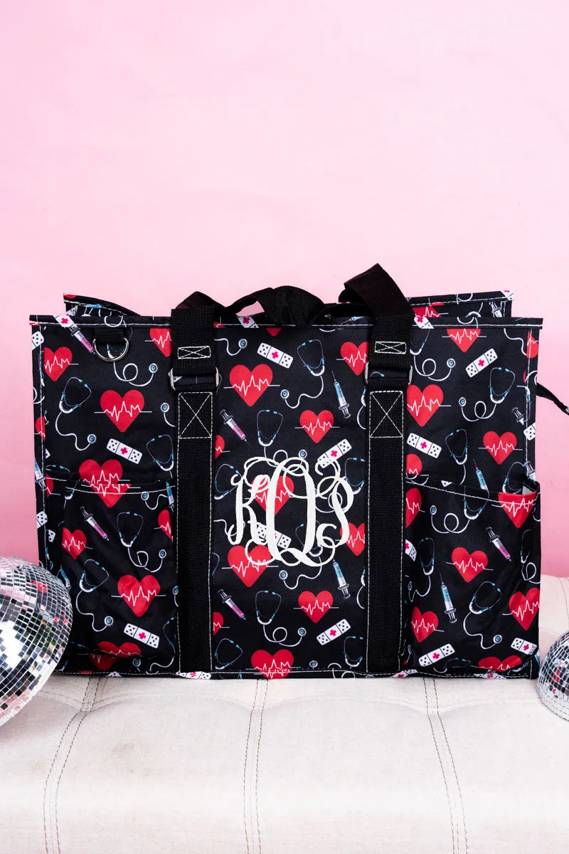 Nursing Is Heart Work Large Organizer Tote