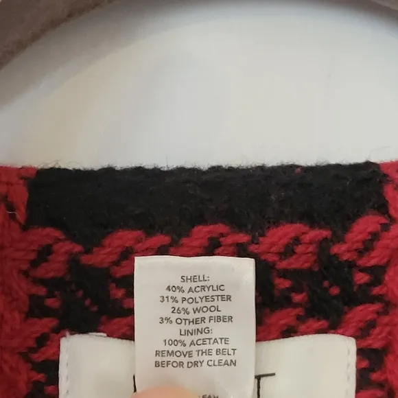 NWT Ann Taylor Loft Black &amp; Red Plaid Belted‎ Jacket 2P