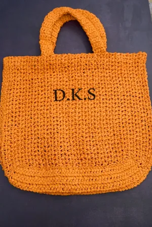 Orange Personalized Large Tote Bag