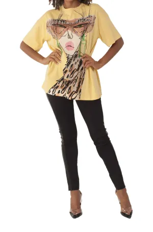 Oversize Print Tee with Studs