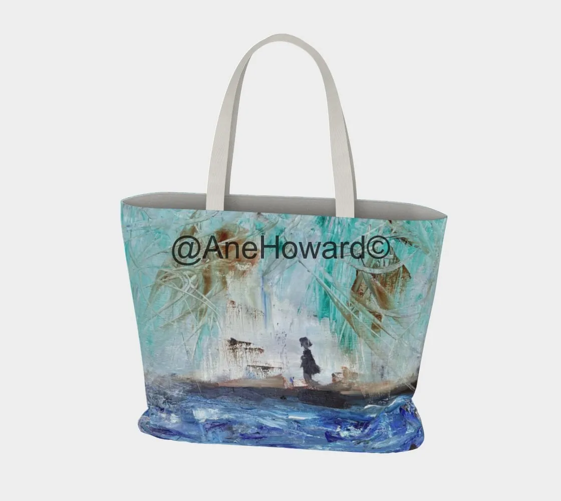 Oversized Cotton Tote Bag By the Beach