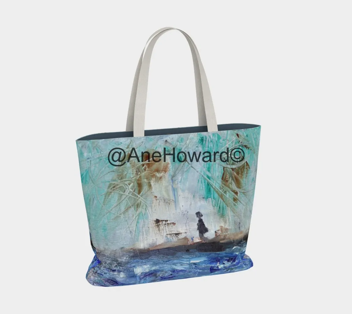 Oversized Cotton Tote Bag By the Beach